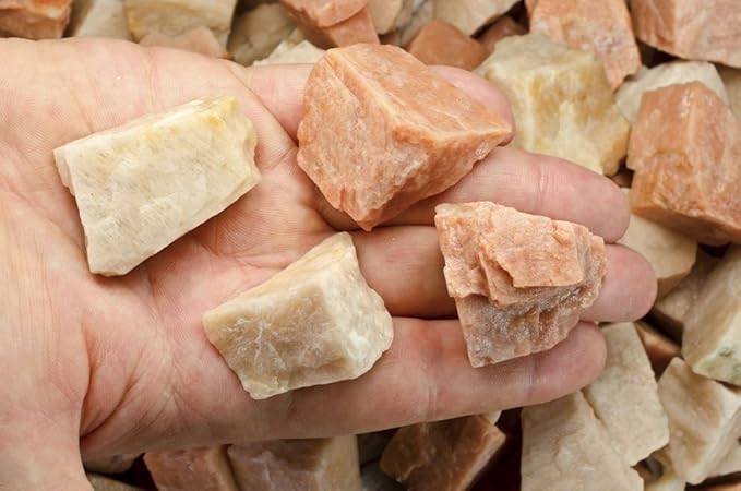 Fantasia Materials: 1 lb Tan/Orange Moonstone Rough Stones from India