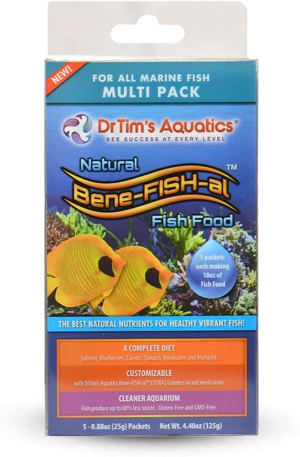 DrTim's Aquatics Fish Food Multi-Pack (5 Single Packs) (4.4oz, Marine Fish Food Multi-Pack (5 Single Packs))