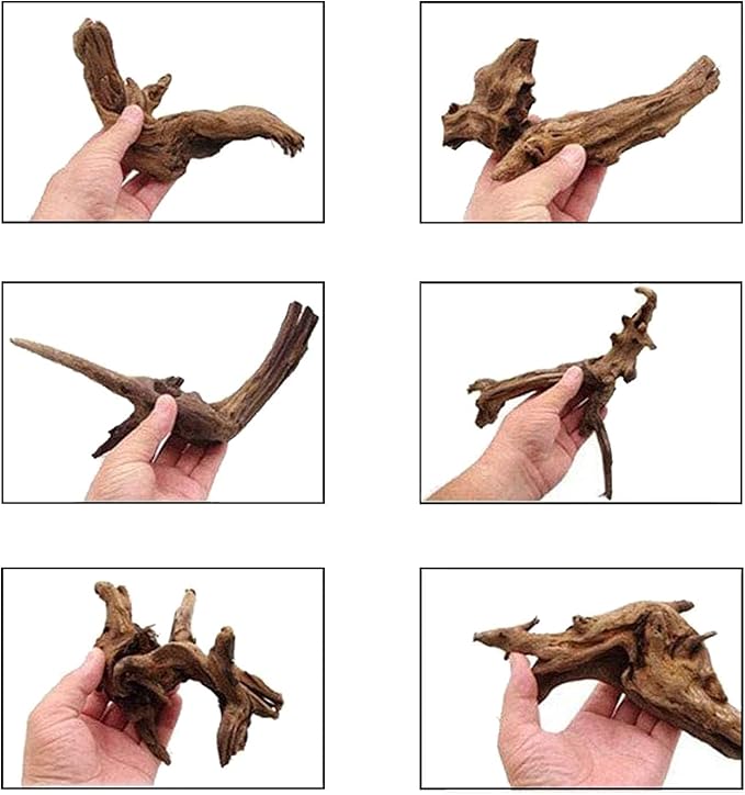 Kathson 4 PCS Aquarium Driftwood Decoration - Natural Branches for Fish Tank, Reptile Terrarium Habitat - Assorted Sizes Wood Accessories