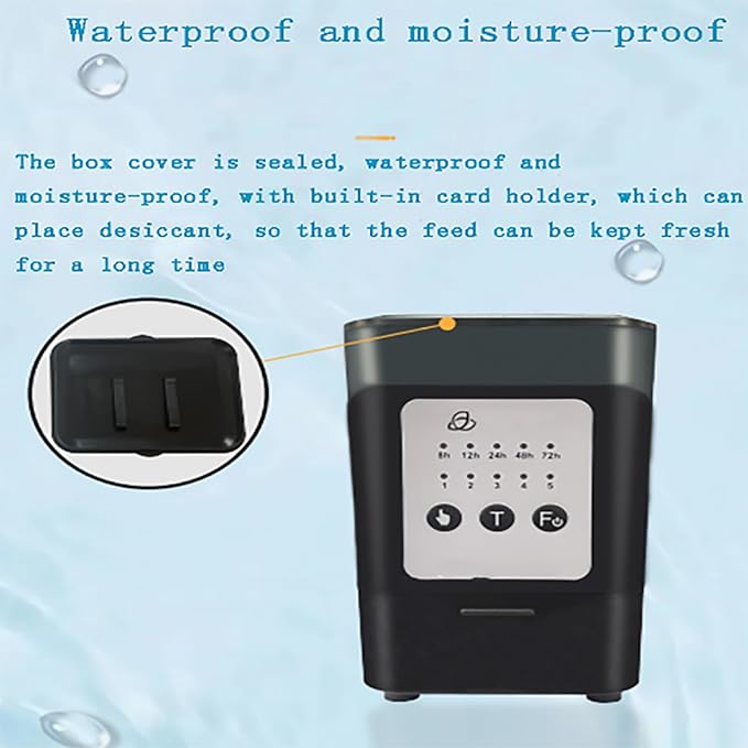 Automatic Fish Feeder, Outdoor Fish Food Dispenser with LCD Display Screen, Auto Feeding and Two Installation Methods, Moisture Proof and Won't Clog, Easily Add Food, for Small Tank, Tank, Pond
