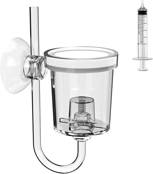 FZONE Acrylic Aquarium CO₂ Diffuser with Built-in Check Valve & Bubble Counter, Syringe & Suction Cup – Fine Bubble CO₂ Delivery for Planted Tanks (L-33mm)