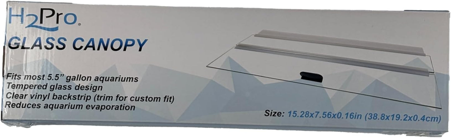 H2Pro Glass Canopy Aquarium Lid for Fresh & Saltwater Fish Tanks (16GT for Aqueon & Marineland 5.5gal Aquariums)