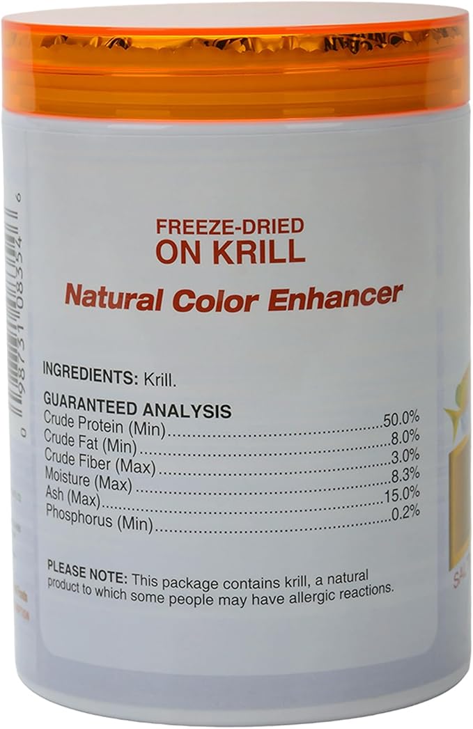 Ocean Nutrition Premium Freeze-Dried Krill Fish Food - Natural Shrimp Food for Freshwater Cichlids, Piranha, Catfish, Koi & Saltwater Triggers, Puffers, Groupers