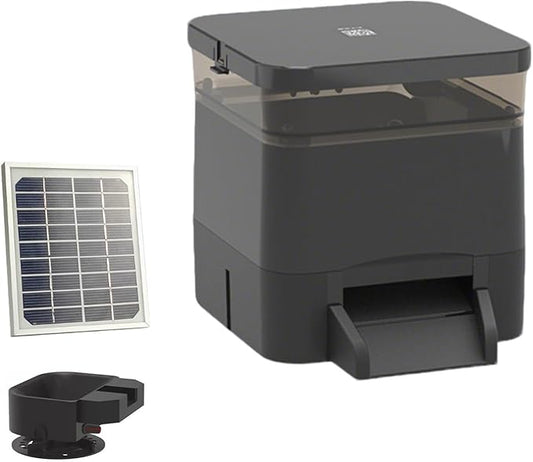 Pond Fish Feeder, Solar Powered Automatic Fish Feeder, Large Capacity 4L/10L/20L,Support Wi-fi and Solar Panel Charging, for Outdoor Fish Ponds Black-4L