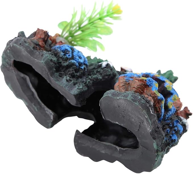 Aquarium CoralCave Decor Colorful Artificial Resin Cave Marine Fish Ornament Mountain View Landscape