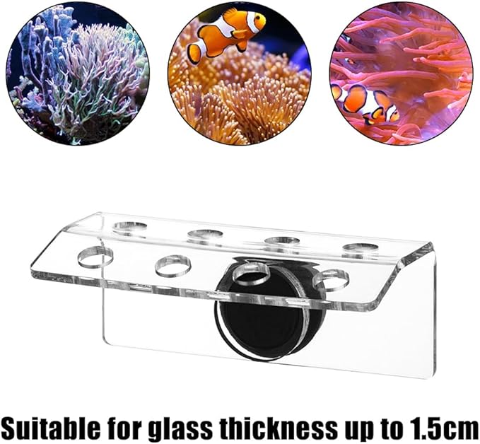 MiOYOOW Coral Frag Holder, 4/8 Plug Holes Acrylic Coral Frag Rack with Magnetic Suction Cup for Aquarium Household Fish Tanks