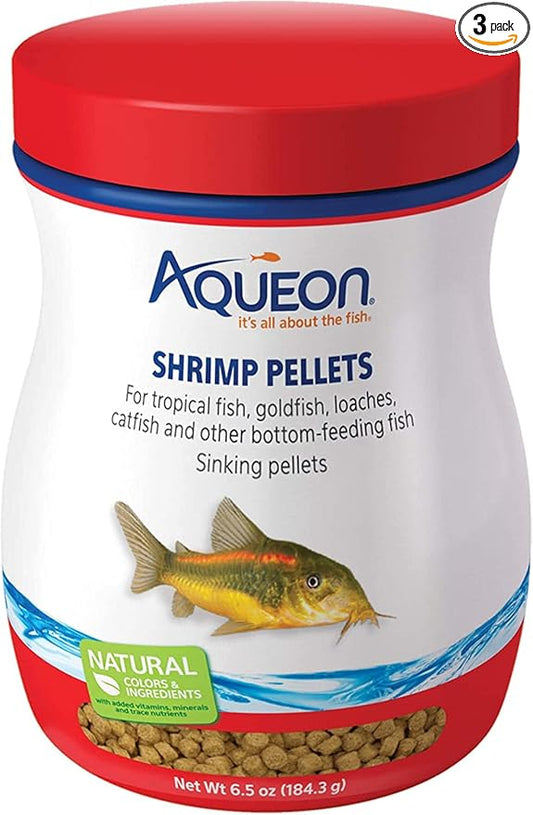 (3 Pack) Aqueon Shrimp Pellets Fish Food, 6.5 Ounces Each
