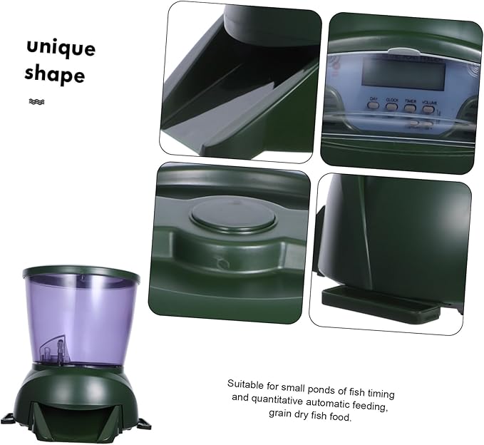Automatic Fish Feeder with LCD Display Timing and Quantitative Feeding for Small Ponds and Aquariums Pellet Food Dispenser for Up to Days Battery Operated Without Batteries