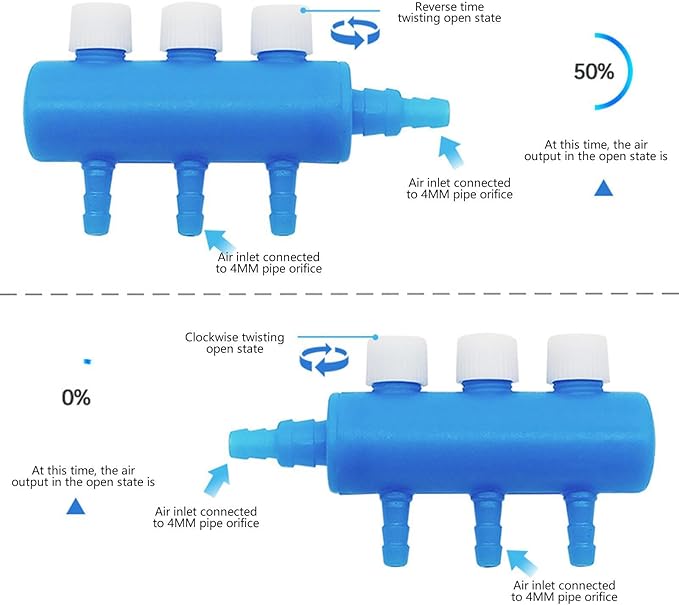 Aquarium Air Tubing Valves – Air Pump Splitter Control, Adjustable Lever Distributor | Airline Tube Connectors Fittings For Fish Tank Bubblers, Aquatic Systems, Airs Flow Management And Oxygen Supply