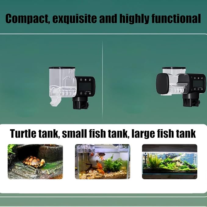 Automatic Fish Feeder for Aquariums Programmable Timer with Large Capacity Quiet Feeding Tool for Small Fishtanks