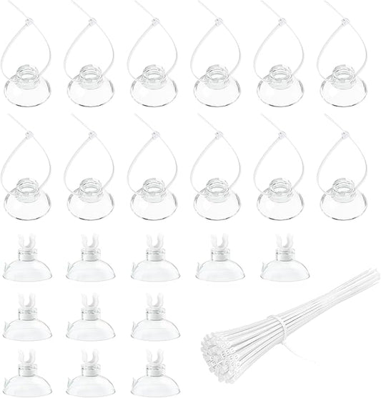 Pawfly Aquarium Suction Cups, Small Suction Cups, Fish Tank Suction Cup Clips with Adjustable Zip Ties Set, 3/16" Fish Hose Holder for Airline Tubing, Decoration & Shrimp Nest, 80 Pack