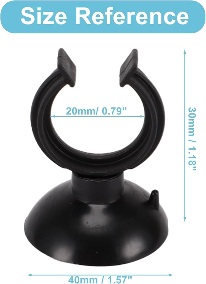 Aquarium Suction Cup, Aquarium Sucker Clip, Suction Cups Airline Tubing Holder, Fish Tank Accessories for Aquarium Fish Tank, Black, 0.79" 20 Pcs 20 Pcs