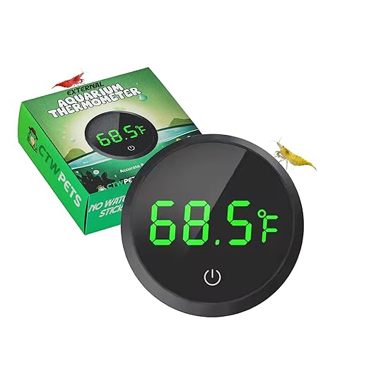CTWPets Digital Fish Tank Thermometer, LED Display, ±0.9°F Accuracy, for Aquarium, Fish, Axolotl, Turtle