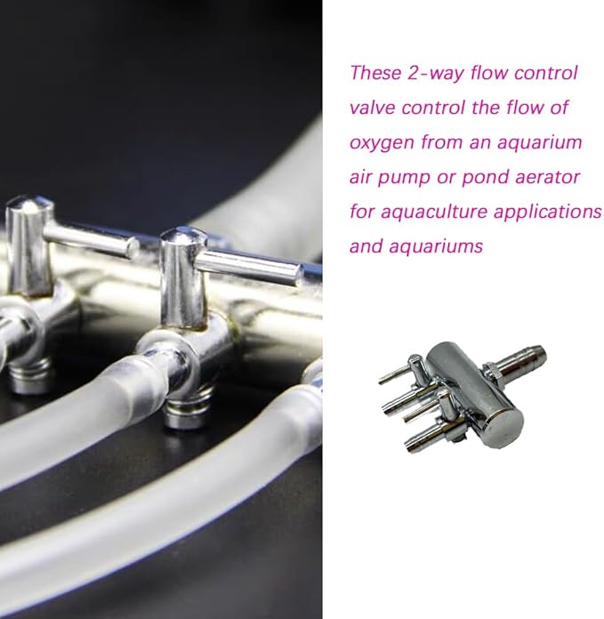 4 Pcs 2-Way Aquarium Air Splitter, Stainless Steel Pump Lever Flow Control Valve for Fish Tank (2 Sizes)