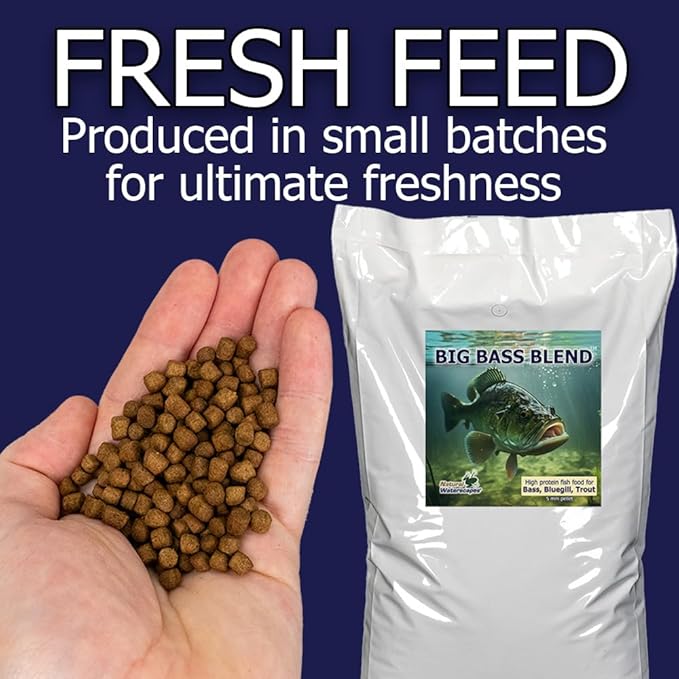 Natural Waterscapes Big Bass Blend Game Fish Food 20 lb | 5 mm Large Floating Pellets (20 lb)