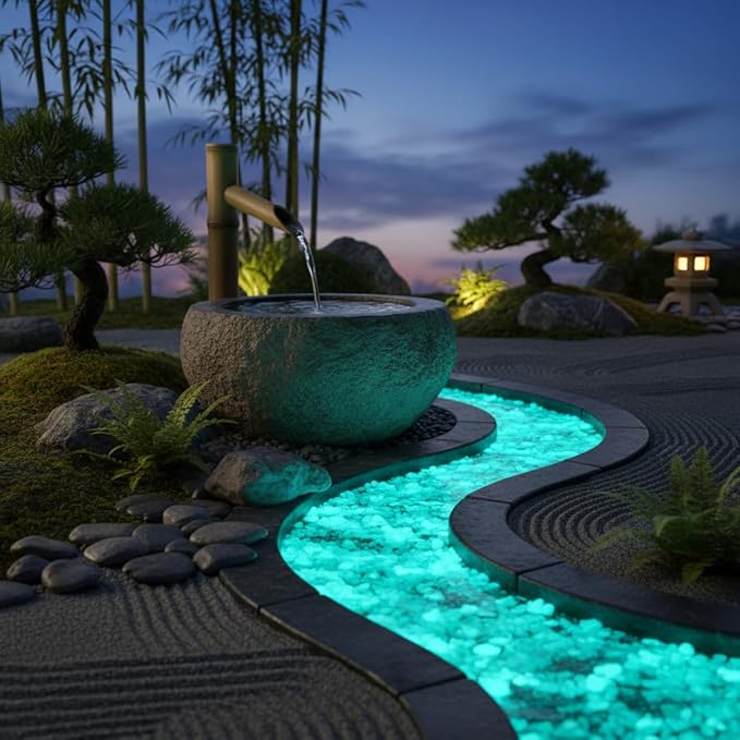Shiny Stone Glow in The Dark Aquarium Neon Gravel Sand, Decorative Rocks for Fish Tank and Fairy Garden, Home Dec,305g/0.67lbs (5-8mm, Blue Green)