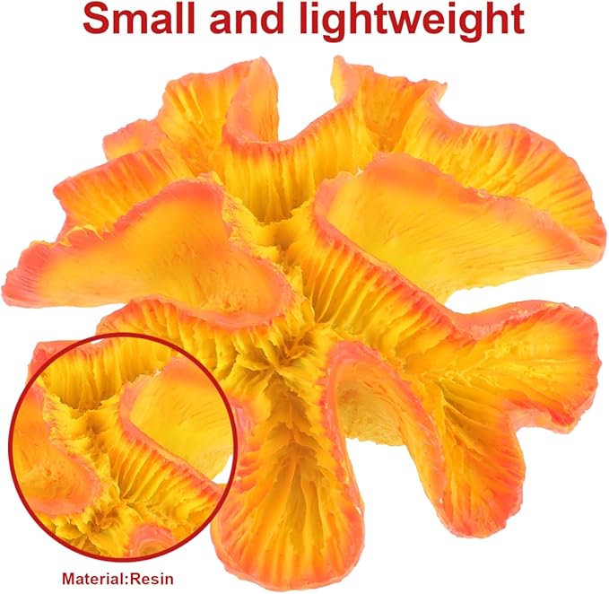POPETPOP Coral Reef Decor: Artificial Crushed Coral for Freshwater Aquarium, Fish Tank Plants Decoration for Aquarium Landscape - Betta Fish Tank Accessories, Orange