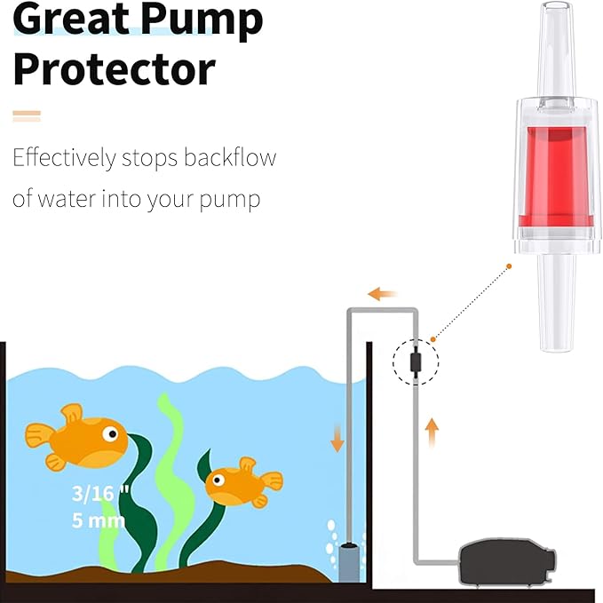 Pawfly 26 Feet Aquarium Air Tubing Standard 3/16" Airline Tubing Air Pump Accessories with Air Stones, Check Valves, Suction Cups and Connectors