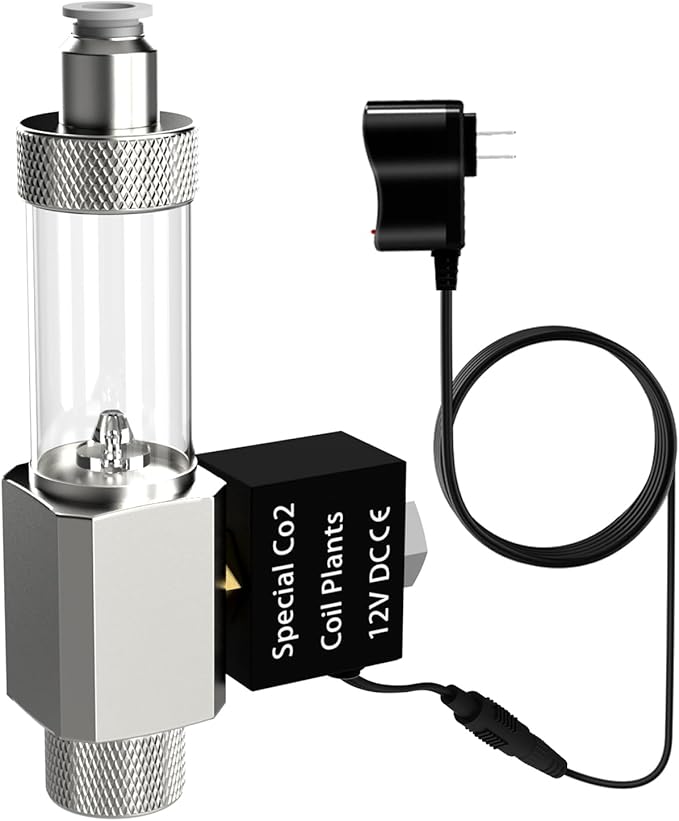 FZONE All-in-One CO₂ Solenoid Valve with Bubble Counter for CO₂ Aquarium System, Screw Connection