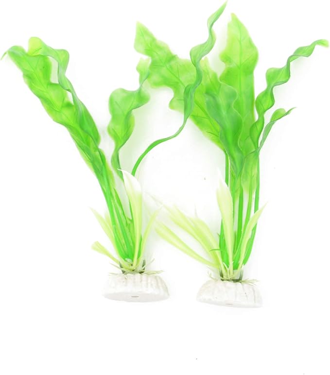 CNZ Assorted Mix Color Aquarium Plastic Plant Decoration w Ceramic Base, 10-Piece