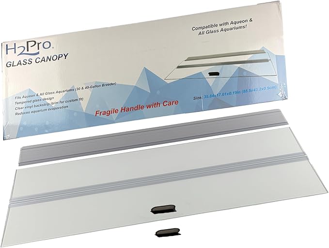 H2Pro Glass Canopy Aquarium Lid for Fresh & Saltwater Fish Tanks (A36GT for Aqueon 30 & 40 Breeder Aquariums)