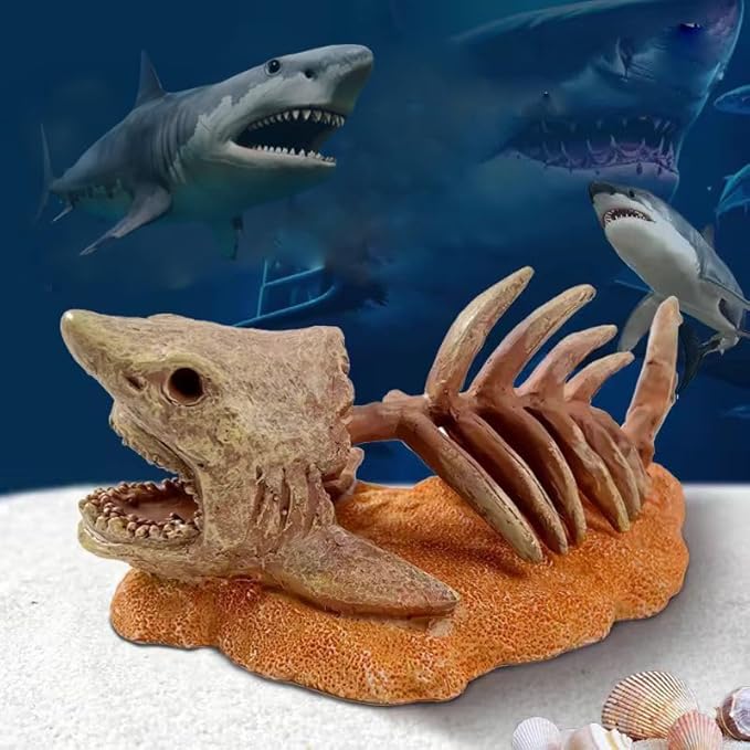 Shark Skeleton Fish Tank Decor Rocks, Aquarium Decoration Model