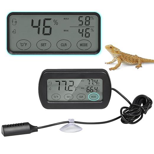 2 in 1 LCD Smart Reptile Thermometer & Hygrometer, Digital Preset Aquarium Thermometer for Fish Tank Water, Terrarium, Greenhouse Planting, Large Touch Screen Display Thermometer
