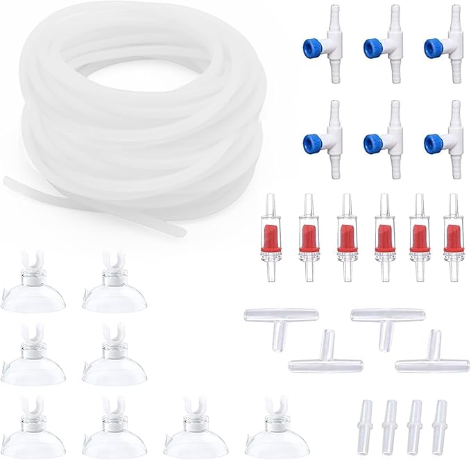 Premium 50FT 3/16inch Air Hose for Aquarium with Connector,Check Valve, Control Valve Accessories (Translucent, 50 ft.)
