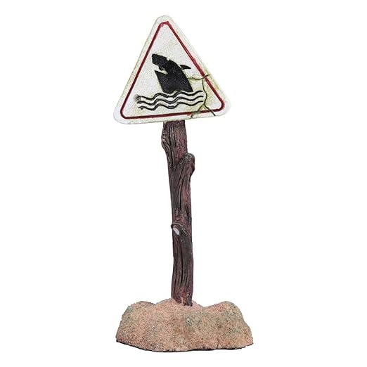 balacoo Cartoon Aquarium Ornament Small Resin Shark Warning Sign Fish Tank Decoration Creative Aquarium Landscape Prop for Fresh and Salt Water
