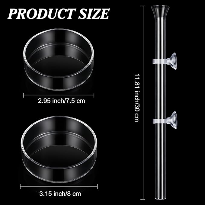 CHENGU 3 Pieces Shrimp Feeding Tube and Dish Set, 12 Inch Glass Shrimp Feeder Tube and 2 Aquarium Dish Bowl Fish Tank Feeding Supplies for Fish Tank Aquarium