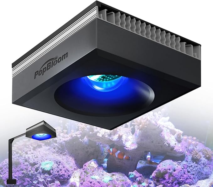 PopBloom RL90 Full Spectrum Reef Light WiFi Marine Reef LED Aquarium Light Saltwater Aquarium Fish Tank Lamp (100W WiFi Black)