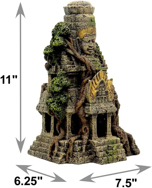 Blue Ribbon EE-5657 Cambodian Temple Ruins Exotic Environments Aquarium Ornament, Brown