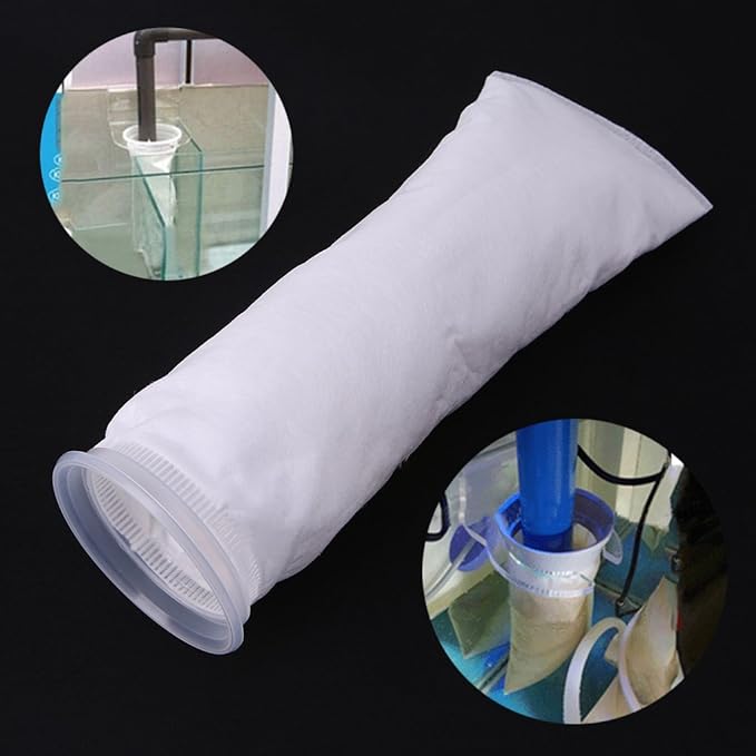 Filter Socks 100UM Extra Fine Filtration 4 Inch by 15 Inch Long Premium Aquarium Bags with Rings Heater Light Thermometers Gravel Sand Decorations Fish Tank Decorations
