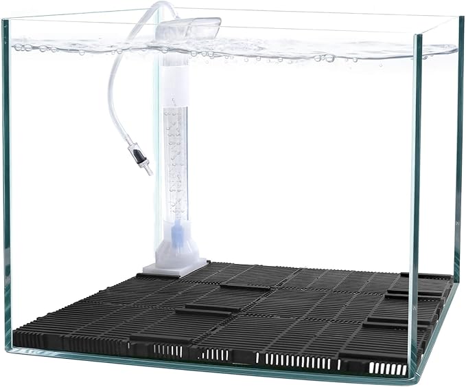 Undergravel Filter System for 5 Gallon Fish Tank, Air-Driven Biofiltration Aquarium Filter Kit with 6 Modular Plates & Adjustable Lift Tube, Cut-to-Fit Under Gravel System for Clear Water
