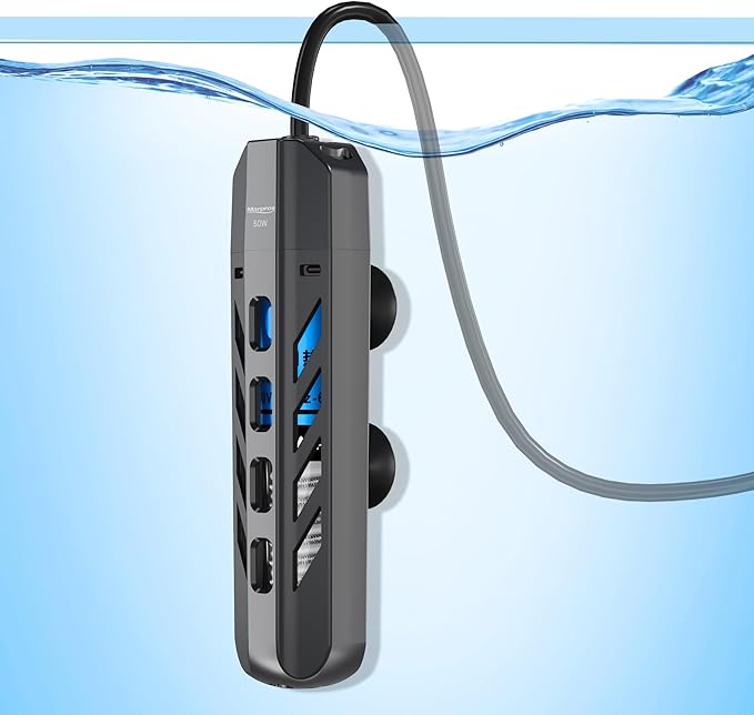 Small Aquarium Heater 50W, Submersible Aquarium Heater with Protective Cover and Work Indicator Light, Constant Temperature 78℉ around for Freshwater and Saltwater Tanks, 5-10 Gallon Fish Tanks
