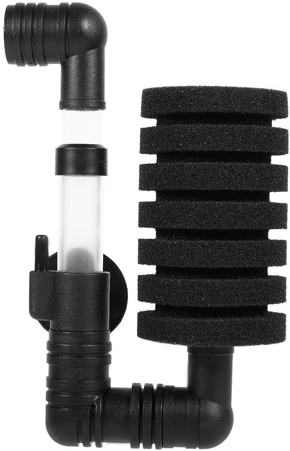 Tbest Sponge Filter,Aquarium Biochemical Sponge Filter,Aquarium Fish Biochemical Sponge Air Pump Filter Filtration with Suction Cup Single/Double Black(Single Head Filter)