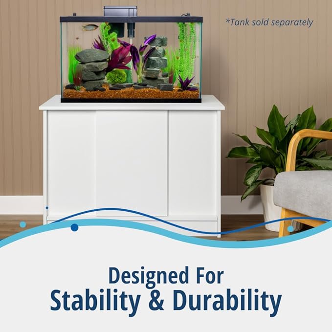 Tetra 40 Gallon Fish Tank Stand, Easy to Assemble in Less Than 1 Minute, No Tools Required, Water-Resistant Wood Stand for Freshwater and Saltwater Aquariums, Sturdy Stand Designed for Durability