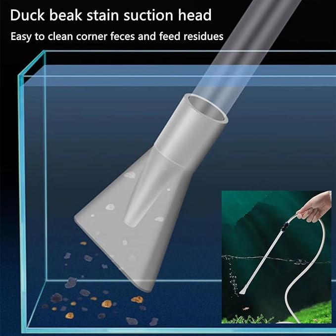 Fish Tank Cleaner and Aquarium Water Changer Siphon with a Thinner Water Tubing，Gravel Vacuum for Aquarium Kit，Perfect for Cleaning Small Fish Tank (Extrusion Type)