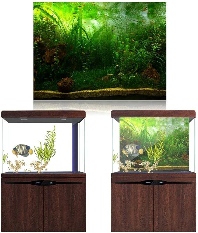 Zerodis PVC Aquarium Background Poster,Water Grass PVC Adhesive Static Aquarium Wallpaper Background(122 * 46cm)