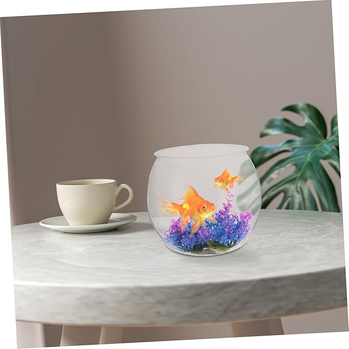 Transparent Fish Tank 7.87X7.87X6.69In Plastic Fish Bowl for Small Pets Goldfish Turtle Desktop Aquarium Decorative Micro Landscape Container