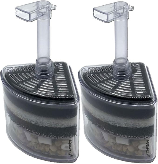 Corner Filter Air Driven Bio Sponge Ceramic for Fry Shrimp Nano Fish Tank Aquarium Up to 20 Gallon Each (2-Pack)