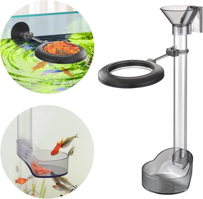 UPETTOOLS Shrimp Feeding Dish Set, Aquarium Fish Feeder Tube Kit Clear Durable Shrimp Feeding Tube with Feeding Ring, Cleaning Brush for Fish Tank