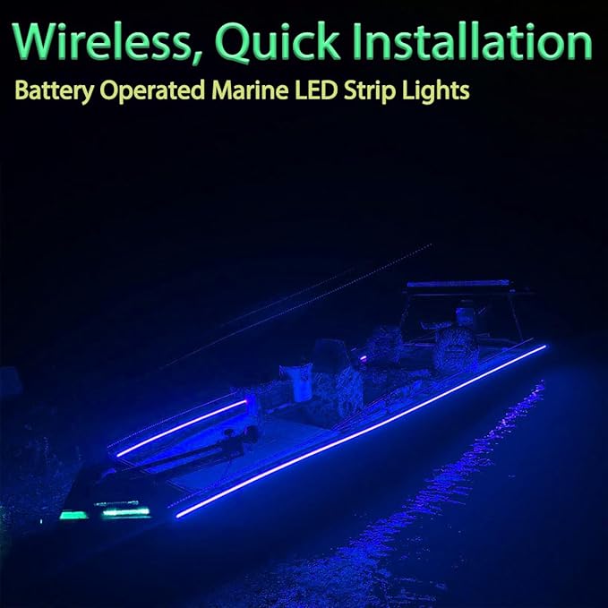 Shangyuan Marine LED Strip Lights with Battery Box for Pontoon Under Deck Lights, Battery Operated Boat Interior Lights for Fishing Sailboat Kayak, Boat Accessories, 5m (16.4ft) (blue)