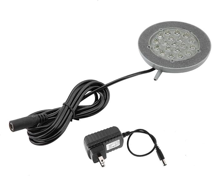 Aquarium Air Stone, 19 LEDs Round Bubble Generator Fish Bubble Light Air Pump Bubble Stone Lamp Colorful Fish Submersible Light Aquarium air Bubble Light