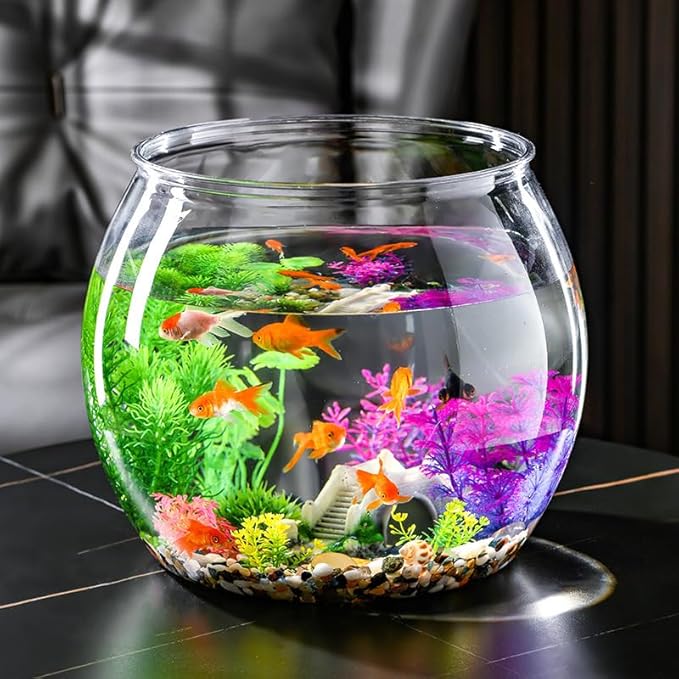 5 Gallon Crystal Clear Shatterproof Plastic Round Fish Tank, Multi-Use Large Bowl for Terrarium, Flower Vase & Home Centerpiece, Decorative Gift for Fish Enthusiasts