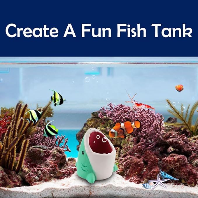 DQITJ 2 Pack Aquarium Decoration Shark Head Shape Resin Fish Tank Ornament for Fish Shrimp Breeding Hideout Cave
