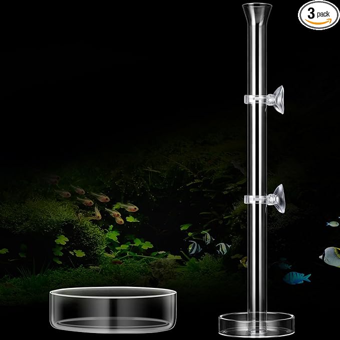 CHENGU 3 Pieces Shrimp Feeding Tube and Dish Set, 14 Inch Glass Shrimp Feeder Tube and 2 Aquarium Dish Bowl Fish Tank Feeding Supplies for Fish Tank Aquarium