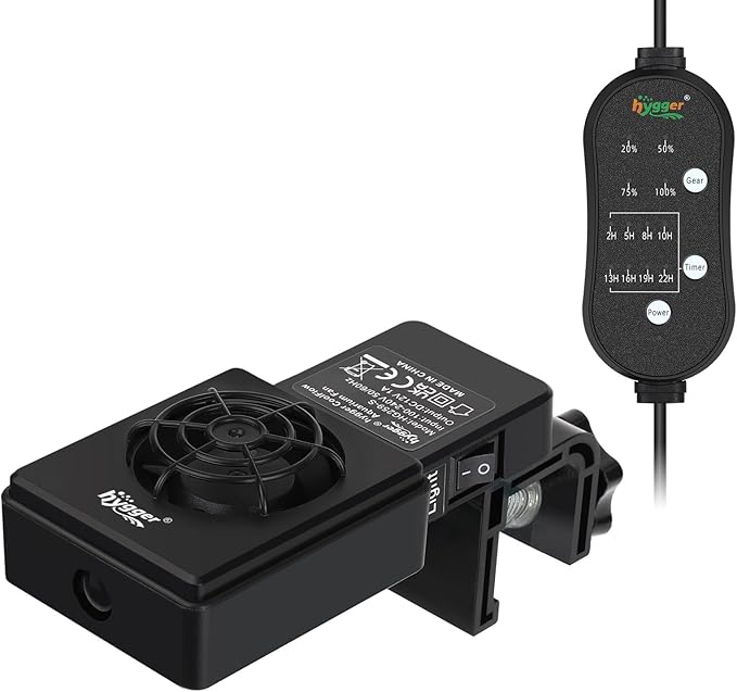 hygger Small Aquarium Cooling Fan Quiet Fish Tank Chiller with Adjustable Speed & Timer Aquarium Cooler for Axolotl Tank/Terrarium/Saltwater/Freshwater Accessories Up to 5 Gallon