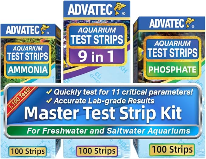 Master Test Strip Kit - for Freshwater, Saltwater & Reef Aquariums, Test for 11 Parameters! -Fast Lab-Grade Results with Interpretation Guide! (100 Ct. - 300 Strips, 1,100 Tests)