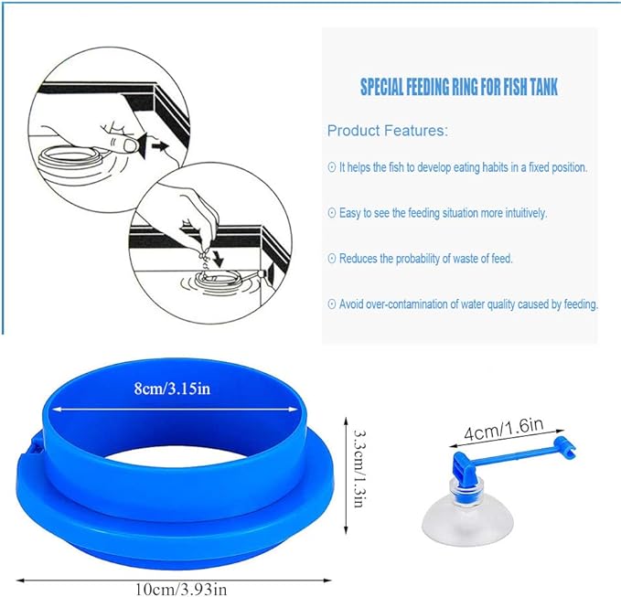 Fish Feeding Ring, Floating Food Feeder, Thicken Round Desgin, for Flakes, Floating Fish Foods, Reduces Waste and Maintains Water Quality, for Guppy, Betta, Goldfish Etc